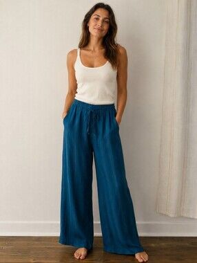 VINTAGE SILK drawstring wide-leg pants - size 10